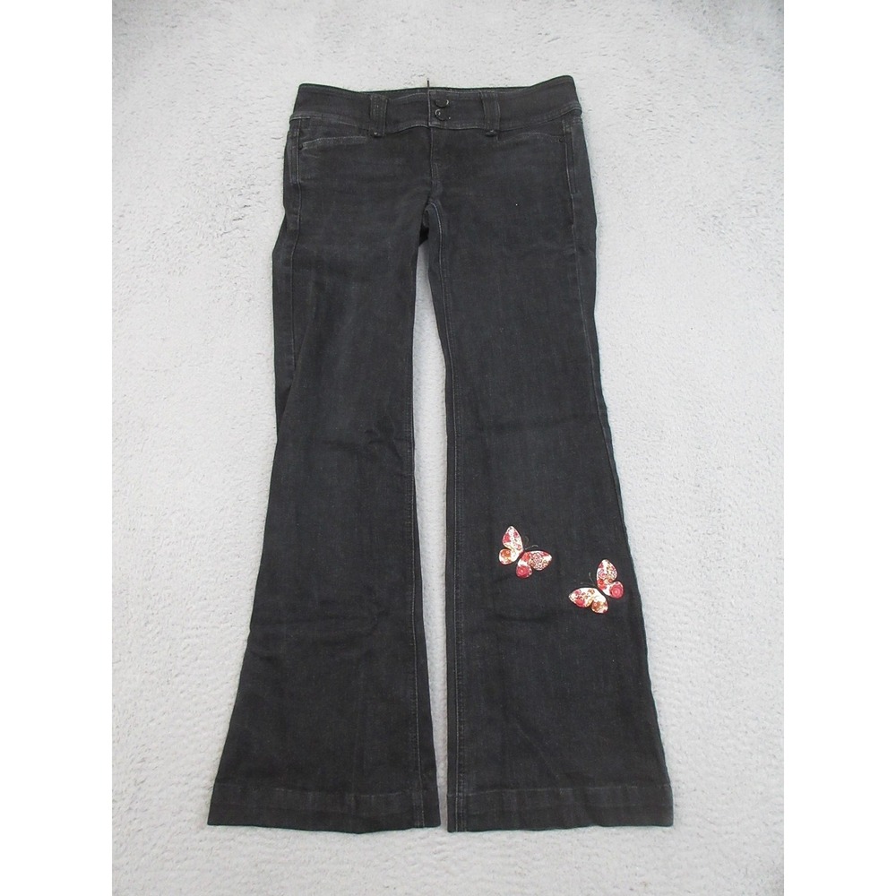 White House‎ Black Market Jeans Womens 2R Bootcut Butterfly Embroidered Denim